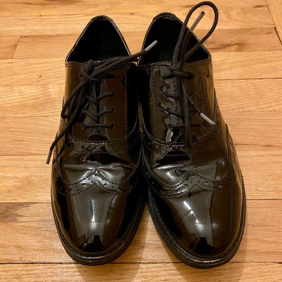 Cole Haan Women's Originalgrand Wingtip Oxford Black Patent Leather Shoes - Picture 1 of 6